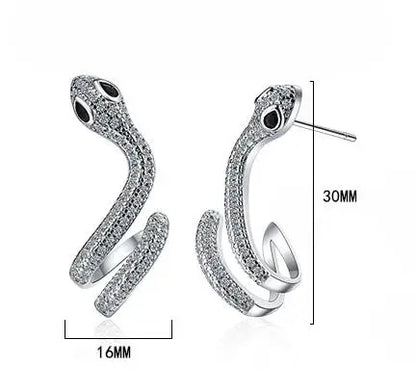 Punk Genuine 100% 925 Sterling Silver Long Bohemian Snake Stud Earrings for Fashion Women Party Animal Jewelry Gift 2023