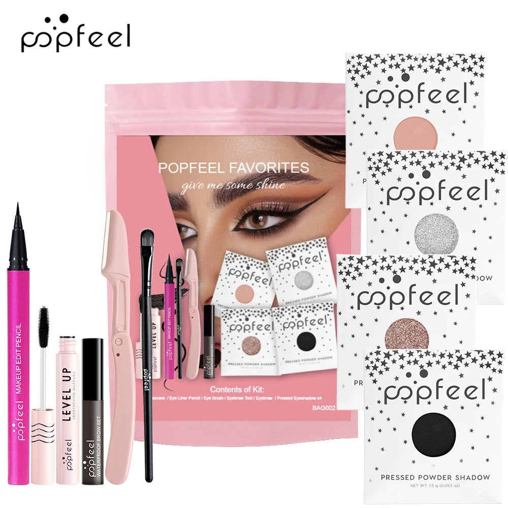 POPFEEL Favorites Kit Mini Makeup Kit, Mini Eye Makeup Kit, Mini Lip Makeup Kit, Eyeshadow Eyeliner Lipgolss