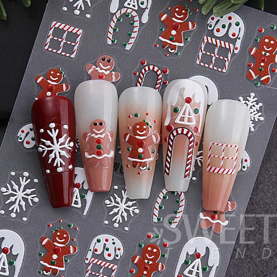 5D Christmas Ginger Man Nail Art Stickers