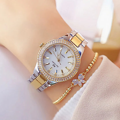 Golden Women Wrist Watches For Ladies Dress Watch Women Montre Femme Crystal Diamond Watches Stainless Steel Silver Clock