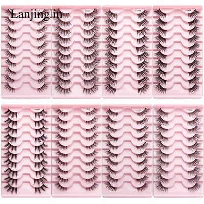 Half Eey Lashes 3/5/10 Pairs New Faux Mink Lashes Natural False Eyelashes Wispy Fluffy Eyelash Extension Makeup Half Lashes Tool