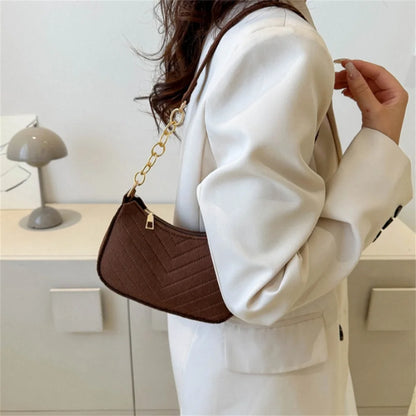 ISKYBOB 2024 Women Felt Mini Shoulder Bag Underarm Bags Solid Color Casual Handbags with Chain Shoulder Pouch Light Weigh Bag