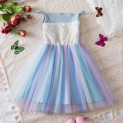 2-6 Years Summer Dress for Girls 2024 New Girls Birthday Party Princess Dress Floral Fashion Children Daily Holiday Clothes