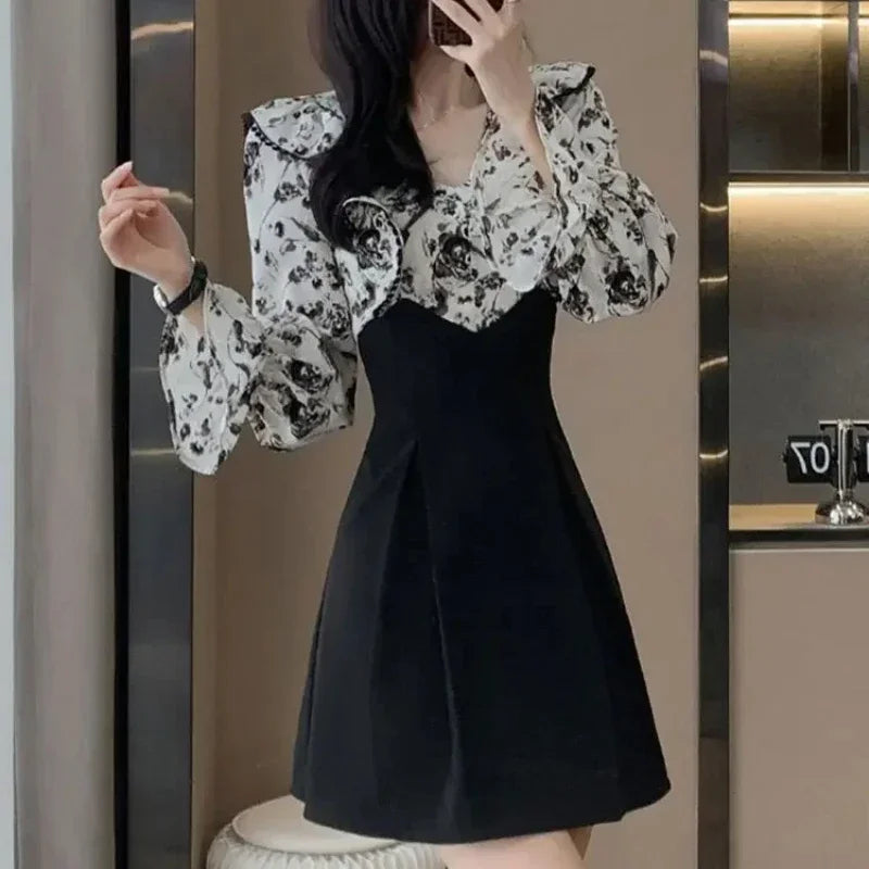 New In Woman Long Sleeve Dress Spring Autumn Dresses for Women Floral Curvy Fashion Summer 2025 Full Korean Style Loose Clothes