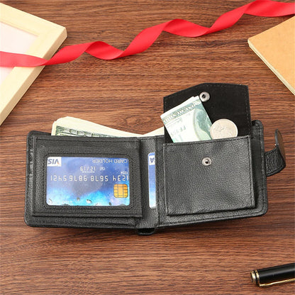 New Men Short Bifold PU Leather Wallet