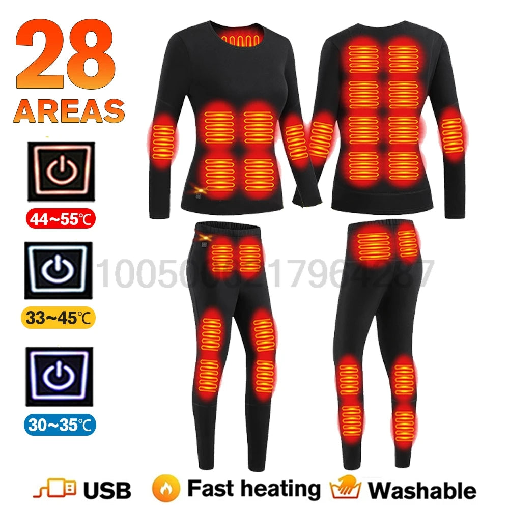 Winter Heated Underwear Set Women Men USB Electric Heating Jacket Winter Sports Thermal Underwear Electric Heated Equipment