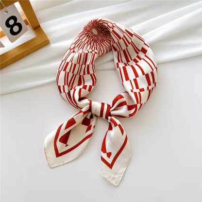 2023 New Print Silk Satin Headkerchief Women Luxury Design Neck Tie Scarf Female Hair Hand Wrist Foulard Shawl Hijab Bandana