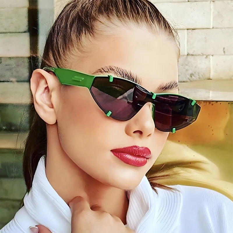 Fashion Rimless Sunglasses For Women Brand Design Trendy One Piece Sun Glasses Shades UV400 Eyewear Small Punk Sports