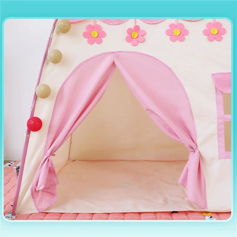 1.35M Portable Baby Tent Toys for Kids Folding Tents Baby Play House Large Girls Pink Princess Castle Children Room Decor