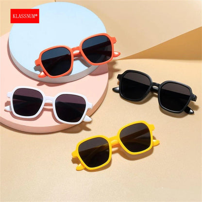 KLASSNUM Boys Sunglasses Large Frame Girls Black Sun Glasses Children's Outdoor Baby Travel Sun-shading Eyeglasses for 1-8 Years