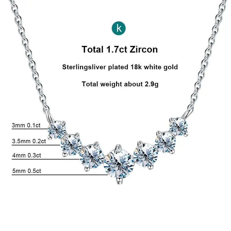 Real Moissanite Diamond Necklace for Woman Engagement Jewely with Certificates 925 Sterling Sliver Plated White Gold Necklace