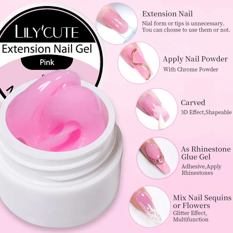 LILYCUTE 8ML Clear White Pink Non Stick Hand Solid Extension Gel Nail Polish