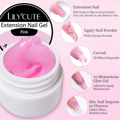 LILYCUTE 8ML Clear White Pink Non Stick Hand Solid Extension Gel Nail Polish