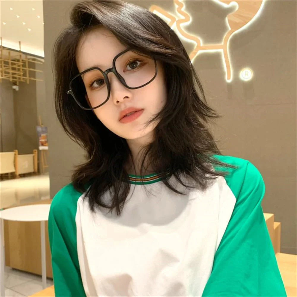 KLASSNUM Women Anti-Blue Light Glasses Oversize Square Ultra-Light Transparent Computer Eyewear Presbyopia Glasses Frame 2024