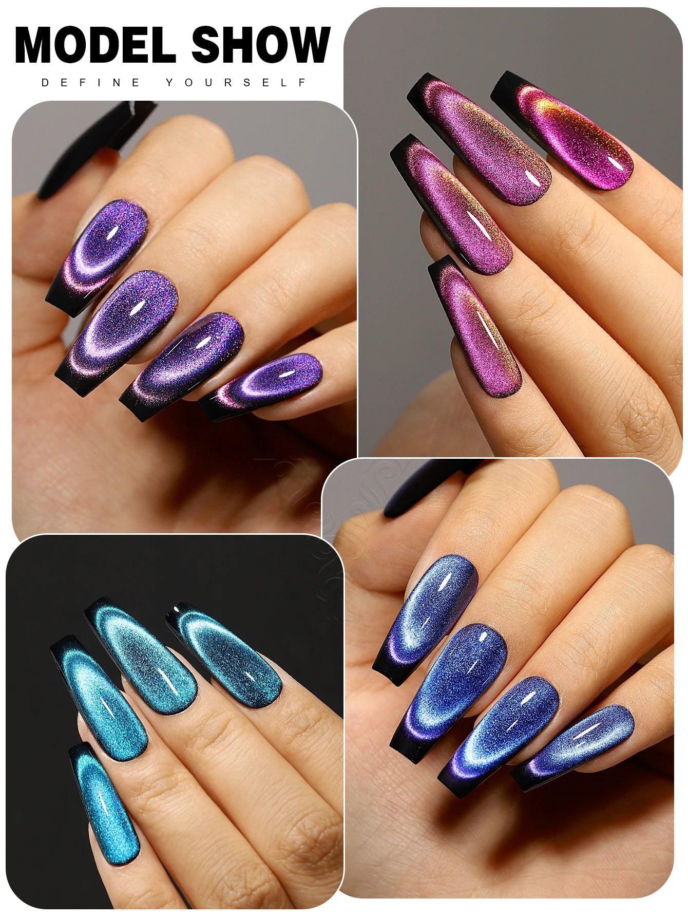 YOKEFELLOW Dreamland Cat Eye Gel Polish 10ml Blue Magnetic Gel Nail Polish Soak off UV Professional Gel Polish Manicure DIY