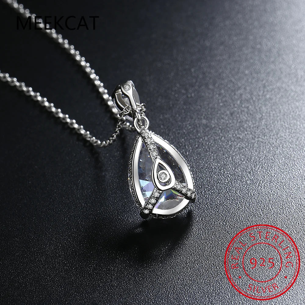 Real D Color 5ct Big Moissanite Necklace For Women Gift S925 Sterling Silver Water Drop Pendant Necklace Fine Jewelry