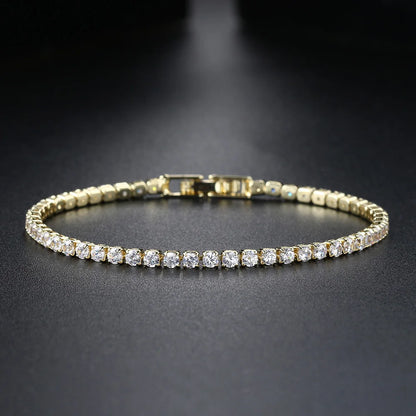 RAKOL Fashion 2.5mm Zirconia Tennis Bracelet For Women Crystal Charm Designer Tennis Thin Chain Bracelet On Hand Wedding Jewelry