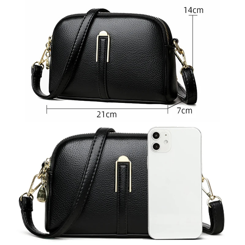 2024 New Fashion Solid Color Women's Crossbody Bag Authentic Soft Leather Women Shoulder Bags Luxury Female Handbag Wallet Sac