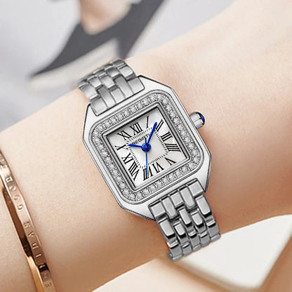 Rose Gold Luxury Brand Women Watch For Ladies Wrist Watches Female Clock 2024 Square Fashion Elegant Top High Quality Waterproof