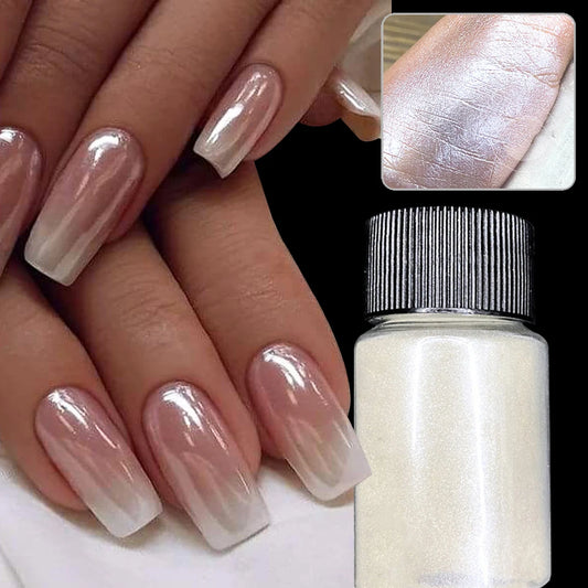 10g/Bottle Pearls White Nail Pigment Glitter Aurora Nail Powder Purple Chrome Glitter Pigment Dust UV Manicure Dip Powder