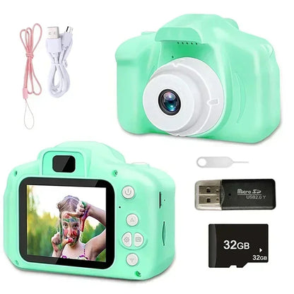 Mini Children Camera X2 Digital Vintage Camera Educational Toys Kids Projection Video Camera Outdoor Photography Toy Gifts 32GB