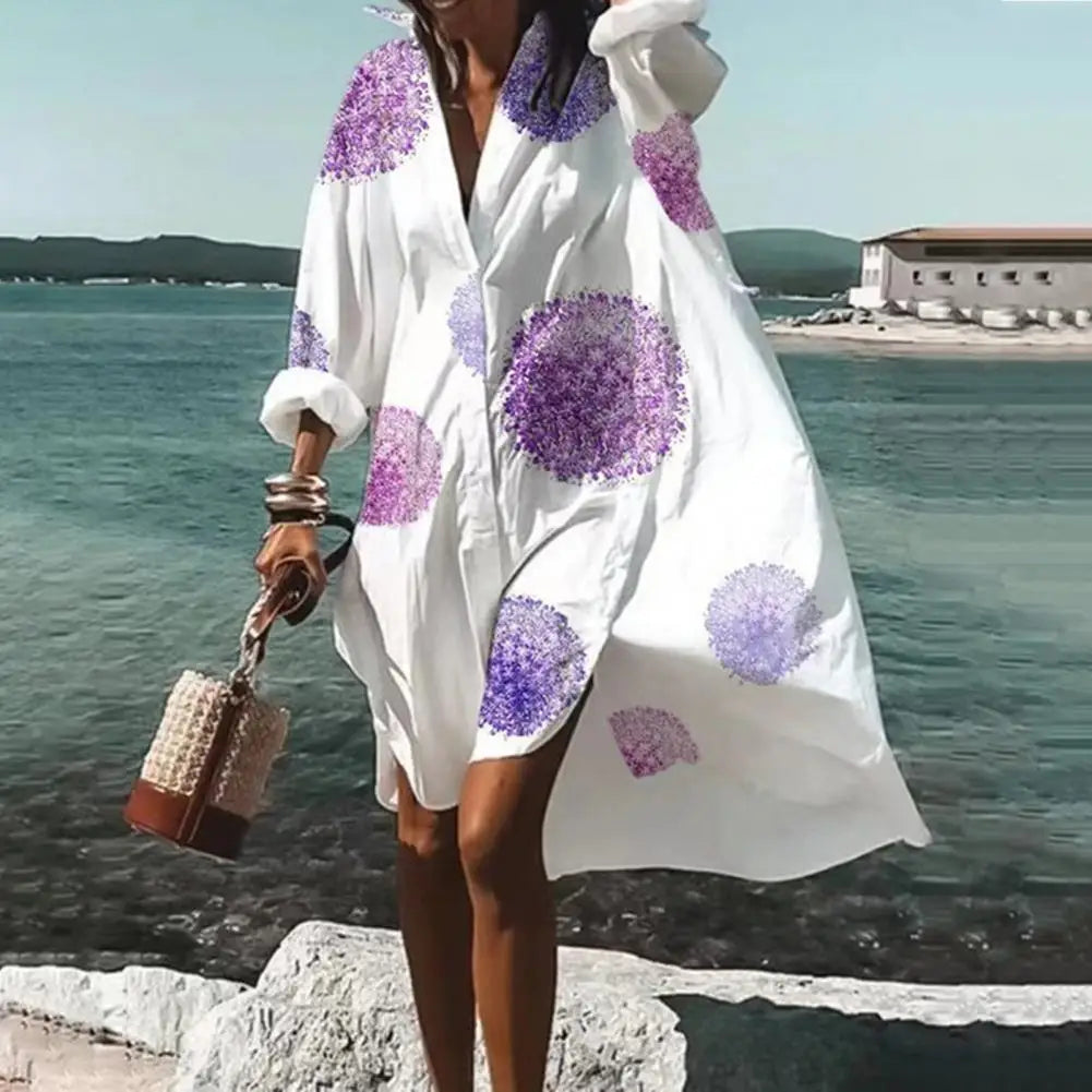 Oversized Loose Casual Aesthetic Summer Dresses 2023 Sexy Beach Shirt Dress New Bohemian Long Sleeve Elegant Vestidos De Mujer