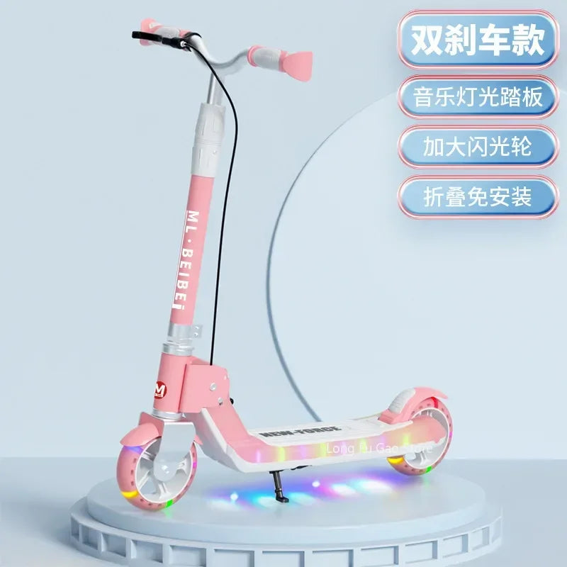 Scooter for children aged 6-10 to 12, adult boys and girls, two wheeled folding pedal sliding roller coaster