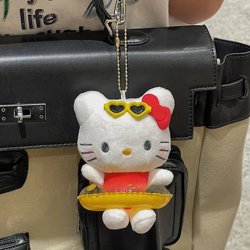 Sanrio Hello Kitty Plush Doll Keychain Pendant Cartoon Kt Cat Stuffed Plushies Key Ring Bag Accessories Girls Gift Kids Toys