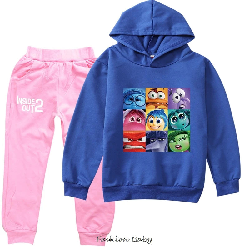 Inside Out2 Kids Hooded Clothes Baby Boys Tracksuit