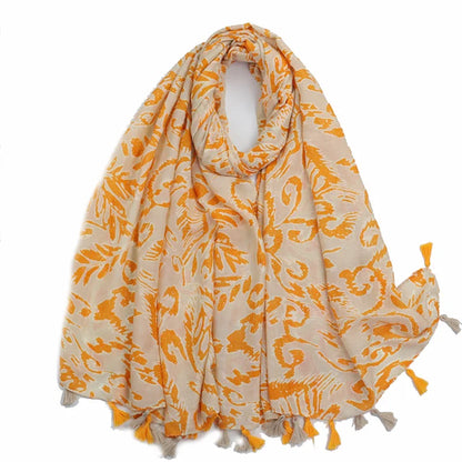 Newest Vintage Luxury Brand Woman Scarf Flower Printing Female Designer Shawl With Tassels