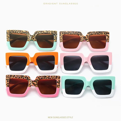 Kids Sunglasses Boy Girls Oversize Square Sun Glasses 2023 Trendy Baby Sunglasses Double Color Frame Children Fashion Shade 1PCs