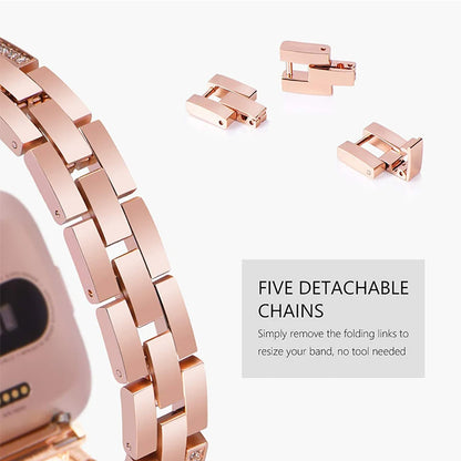 Set with Diamond Strap For Fitbit Versa 3 / Fitbit Sense Watch Band Metal Band Replacement Band Strap Bracelet Accessory