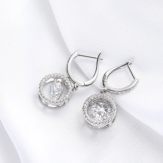 White Gold Plated 0.5/1CT Moissanite Drop Earring  S925 Sterling Silver