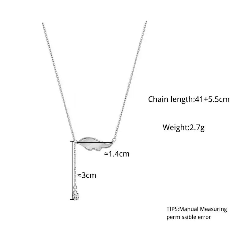 Real 925 Sterling Silver Crystal Shell Angle Wing Charm Pendant Necklace For Women Wedding Party Jewelry Gift Choker Collar