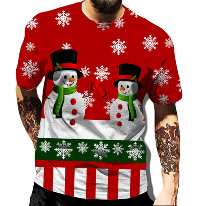 Men' Top Merry Christmas Graphic Man Santa Claus 3D Print Tshirt Male Casual Clothes Elk T Shirts Male Loose Top O-neck Tees