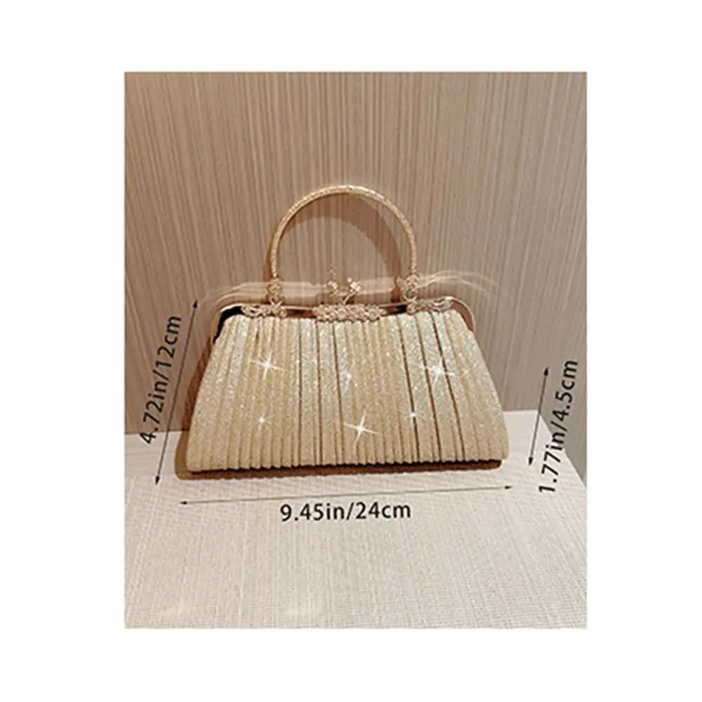 Gold Sequin Evening Bag Women Elegant Fashion Banquet Clutch Chain Shoulder Bags Luxury Purse Female Wedding Party Handbags