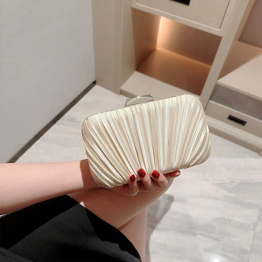 Women New Fashion Women's Sequin Pleated Envelope Bride Handbag Women's Wedding Evening Dress Bag Advanced Dinner Party Wallet