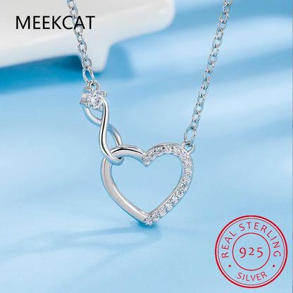 925 Sterling Silver Fine Jewelry Best Friend Forever Infinity Love Pendant Necklaces for Women Gifts Silver Chain