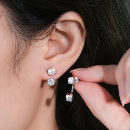 GRA Full Moissanite Stud Earrings Sparkling D Color