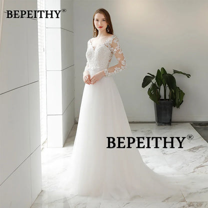 BEPEITHY Customized Vestido De Novia Beach Wedding Dress For Women Sexy Backless Modern Full Sleeves Bridal Gowns 2023 Hot Sale