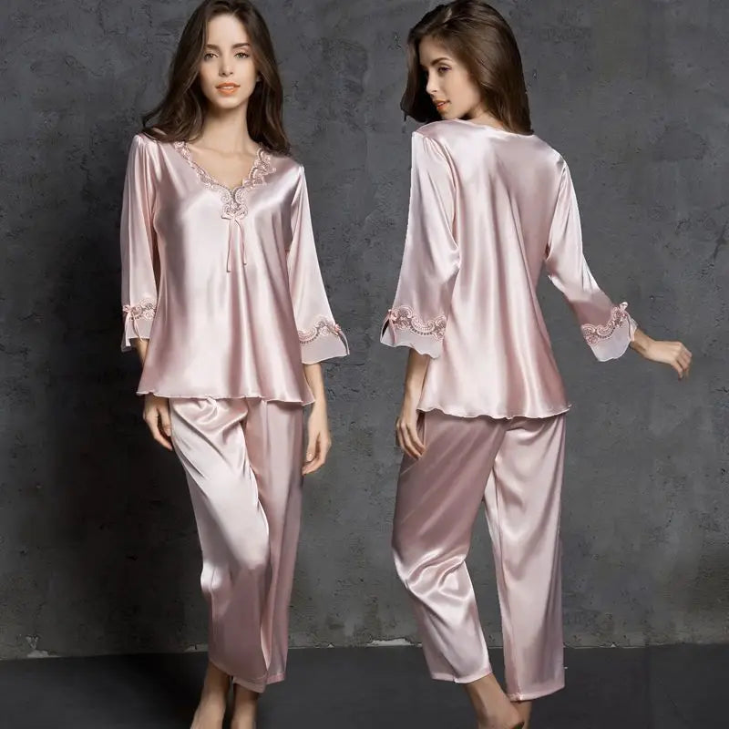 Ice Silk Sleepwear Pajama Sets