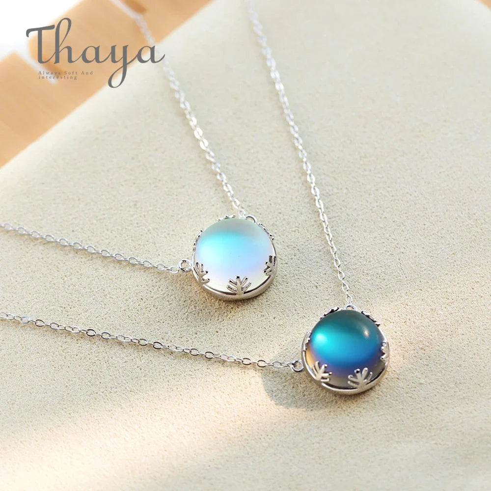 Thaya 55cm Aurora Pendant Necklace Fashion Crystal Chorker Gemstone S925 Silver Necklace for Women Elegant Jewelry for Party