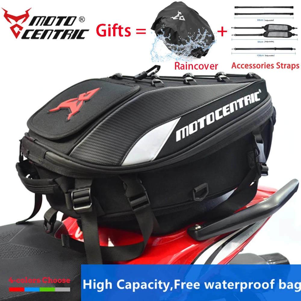 Motocentric Waterproof Motorcycle Tail Bag Multifunction Motorcycle Rear Seat Bag High Capacity Motorcycle Bag Rider Backpack