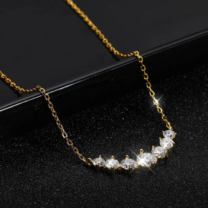 KNOBSPIN D VVS1 Moissanite Pendant Necklaces for Women Trendy Party Jewelry GRA Certified 925 Sliver Plated Yellow Gold Necklace