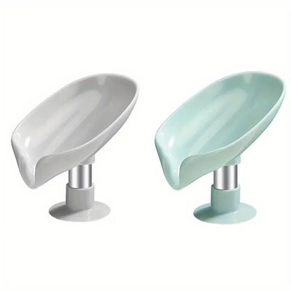 1/2pcs Drain Soap Holder Leaf Shape Soap Box Suction Cup Tray Drying Rack for Shower Sponge Container Kitchen Bathroom