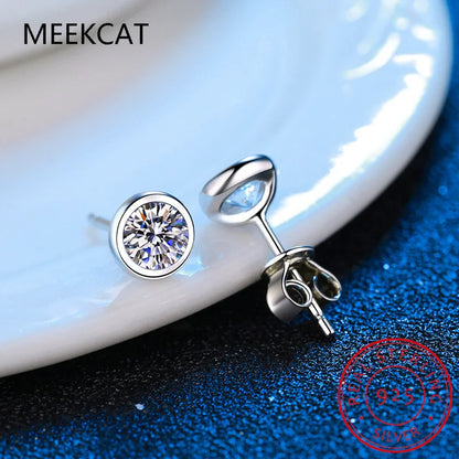 Moissanite Stud Earrings Women Men 0.3-1 Carat Sterling Silver Round Diamond Bubble Stud Earrings Moissanite Earrings