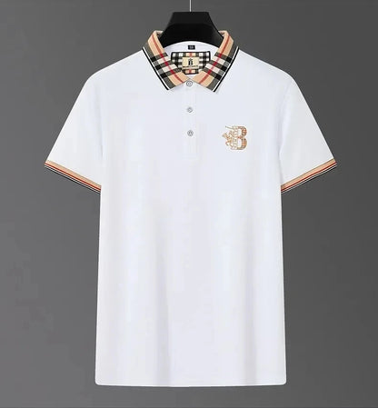 High end short sleeve men's breathable cotton POLO shirt summer fashion brand B letter embroidered soft golf cool casual T-shirt