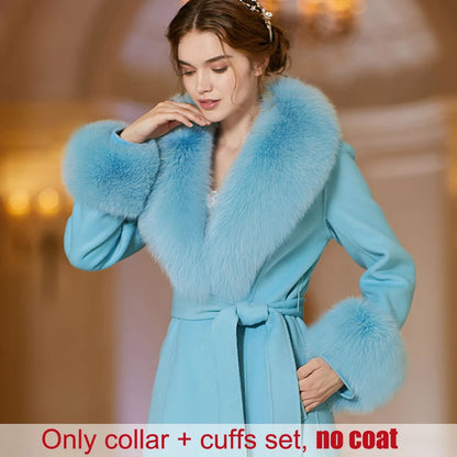 Winter Natural 100% Real Fox Fur Scarf And Cuff Set Russian Women Clothes Neck Warm Luxury Coat Scarves Fashion Fur Shawl Wraps