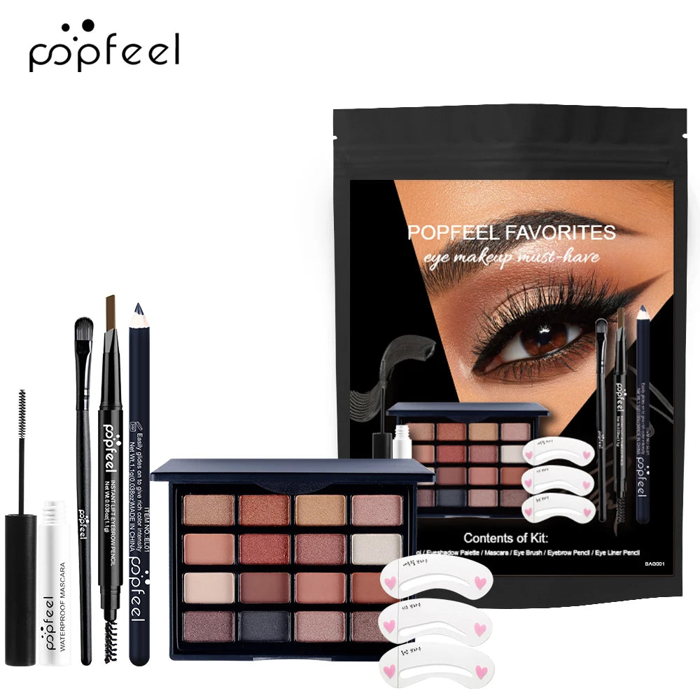 POPFEEL Favorites Kit Mini Makeup Kit, Mini Eye Makeup Kit, Mini Lip Makeup Kit, Eyeshadow Eyeliner Lipgolss