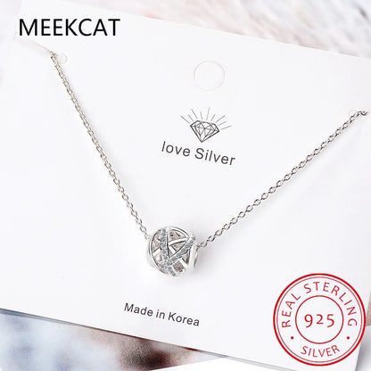 925 Sterling Silver Moissanite Diamond Cute Twist Hollow Ball Pendant Necklace For Women Office Lady Birthday Gift Jewelry